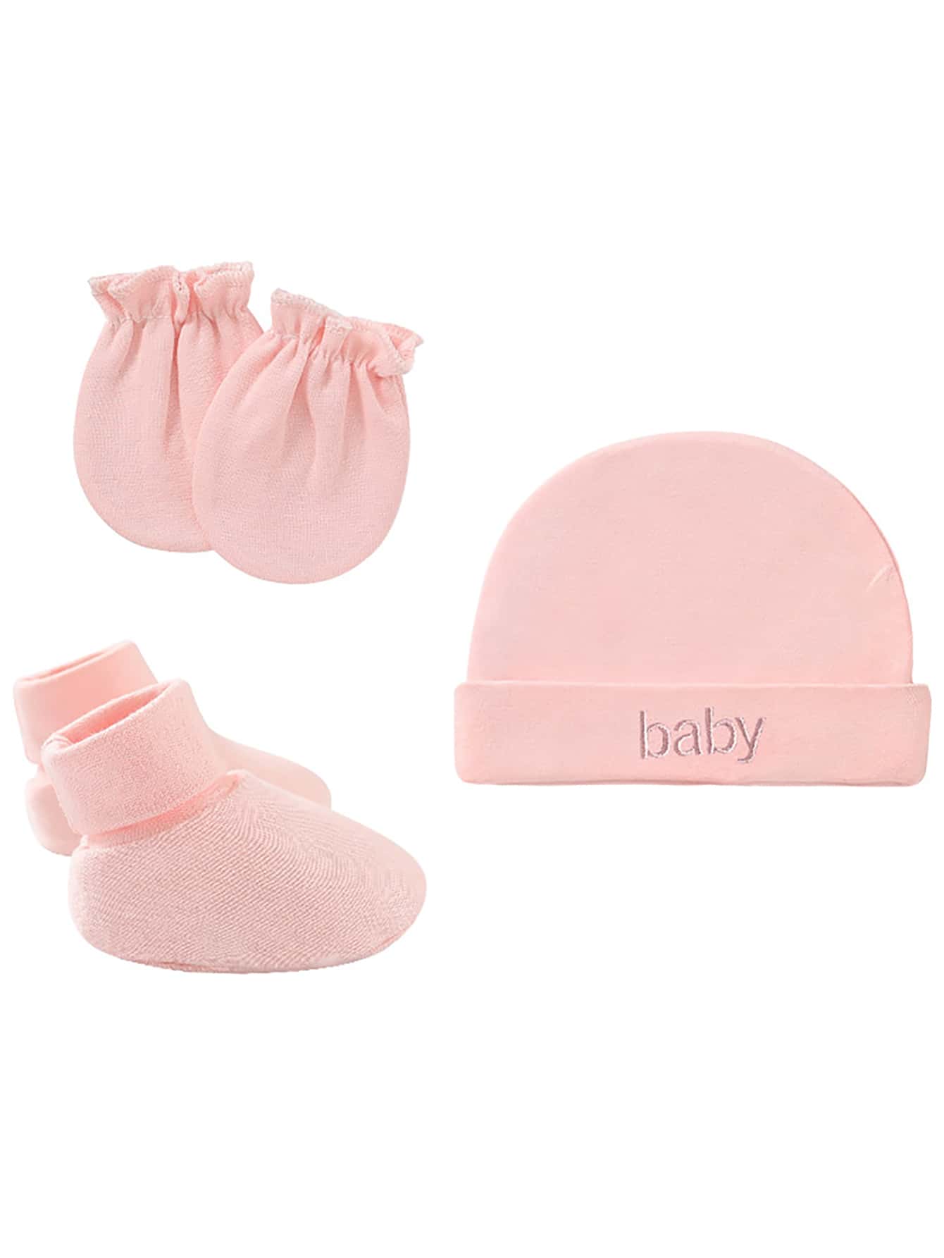 1 mũ trẻ em và 1 đôi bao tay và 1 đôi tất - Hồng - Xem 1