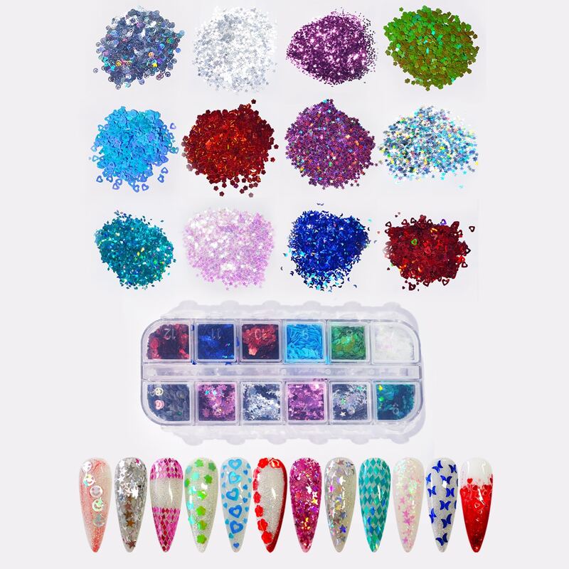 

1box Star & Heart Shaped Nail Art Decoration, Multicolor