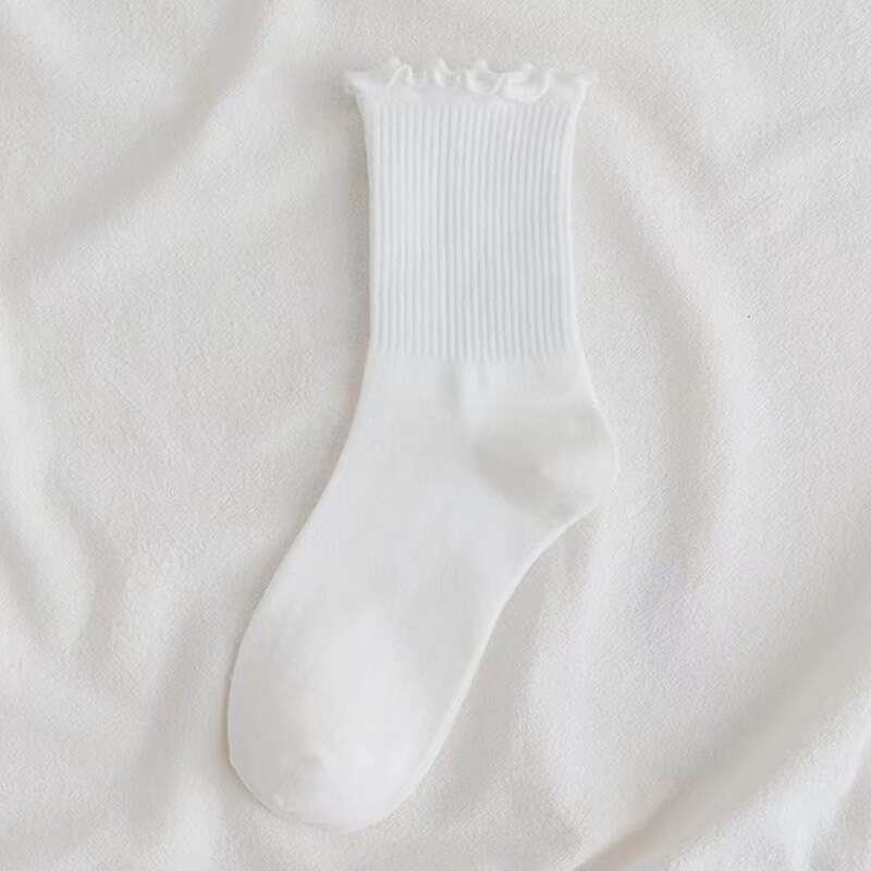 

Lettuce Trim Crew Socks, White
