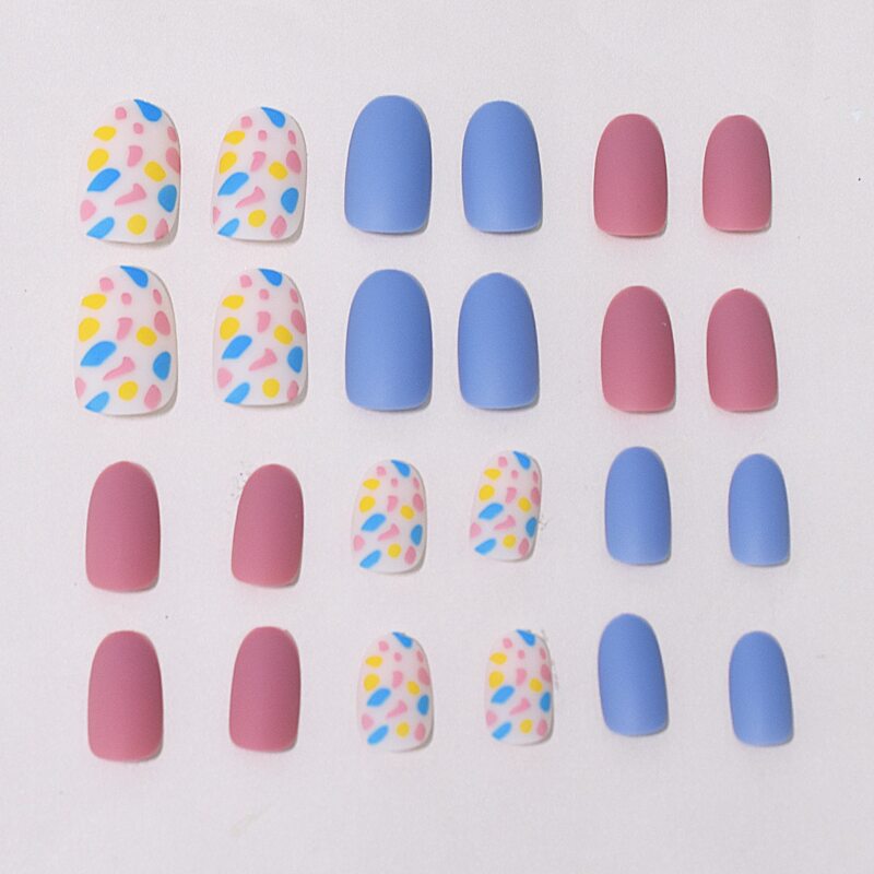 

24pcs Leopard Fake Nail & 1sheet Tape, Multicolor