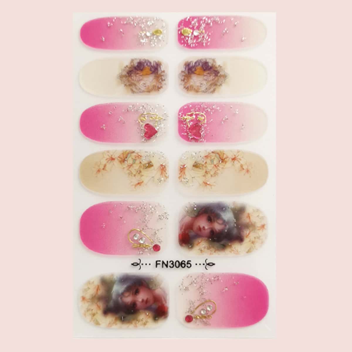 

1sheet Cartoon Girl Pattern Nail Art Sticker, Multicolor