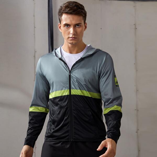 

Men Colorblock Sports Jacket, Multicolor
