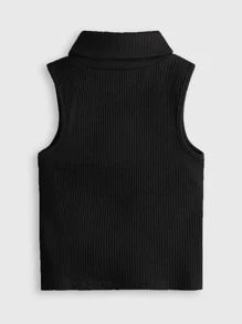 SHEIN Chica Adolescente 3 Piezas , Sin Mangas, Cuello Alto Y Acanalado