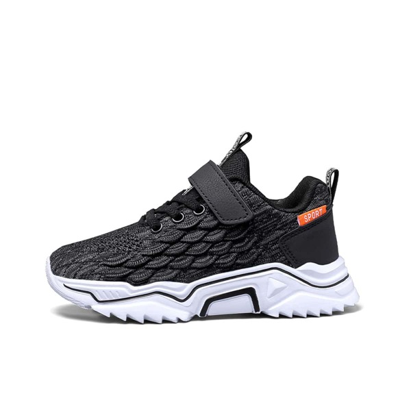 

Boys Fish Scales Knit Sneakers, Black