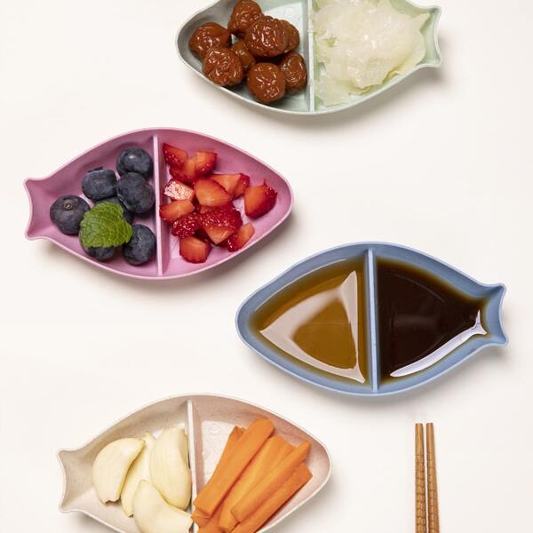 

4pcs Fish Shaped Sauce Dish, Multicolor