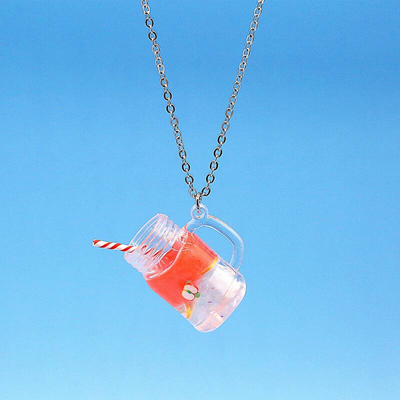 

Simulation Drink Pendant Necklace, Red