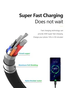 Cáp dữ liệu sạc nhanh 2M Type-C - màu đen - Xem 3