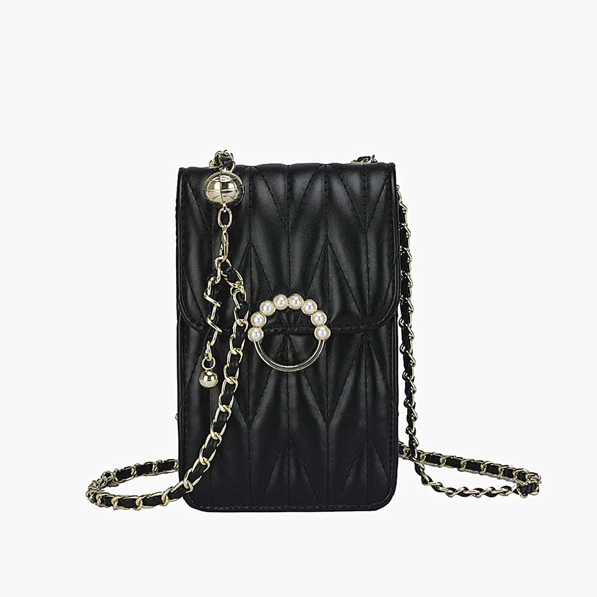 

Quilted Flap Crossbody Bag, Black