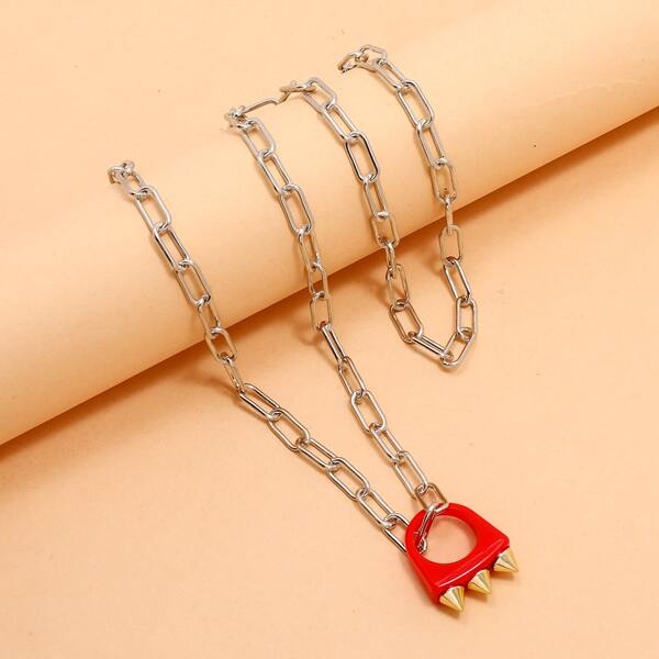 

Spike Decor Chain Necklace, Multicolor