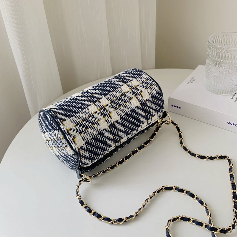 

Plaid Bucket Bag, Navy blue