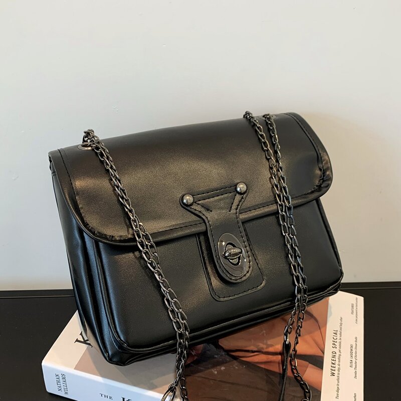 

Minimalist Flap Shoulder Bag, Black
