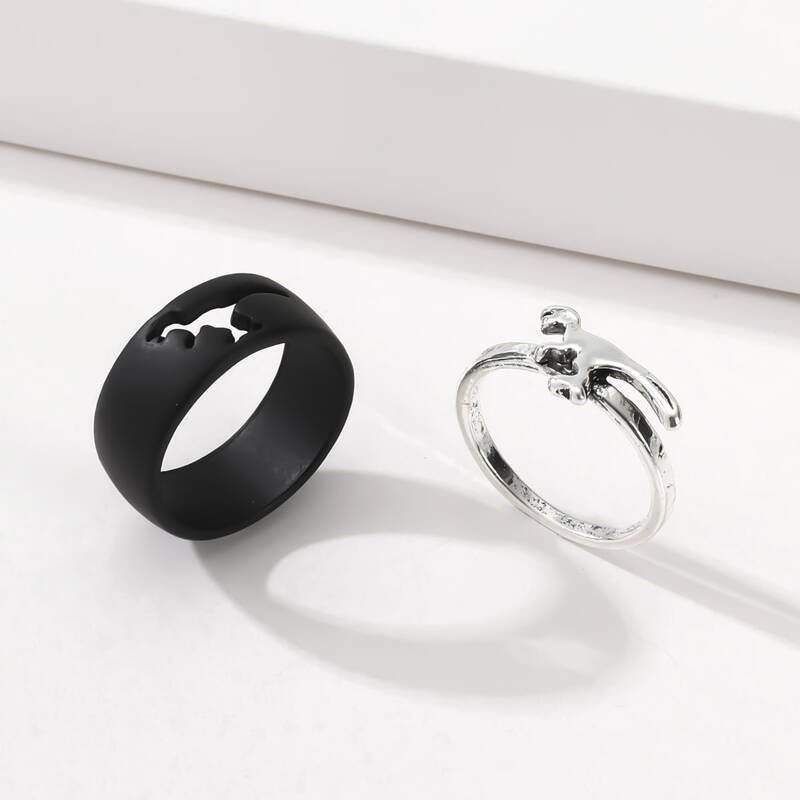 

2pcs Dinosaur Decor Ring, Black and white