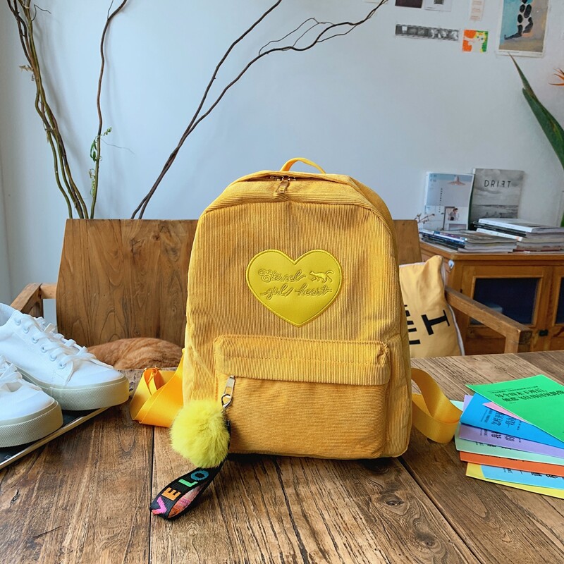 

Heart Pattern Backpack, Yellow