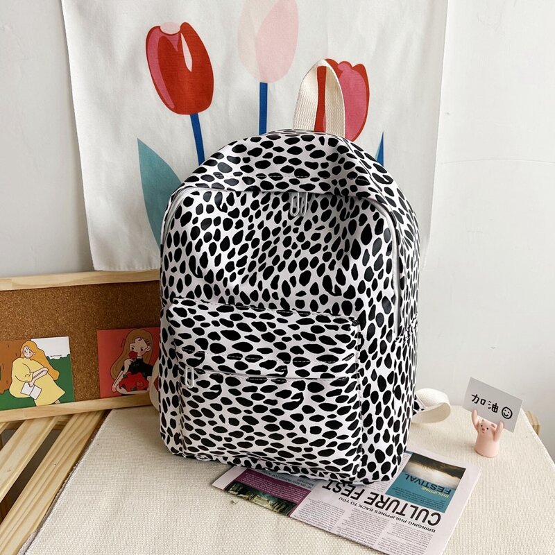 

Zipper Front Backpack, Black and white