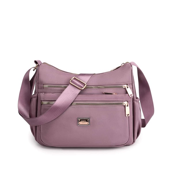 

Minimalist Zip Front Oxford Crossbody Bag, Purple