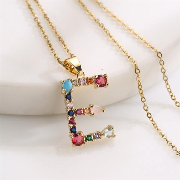 

18K Gold Plated Zircon Letter Charm Necklace