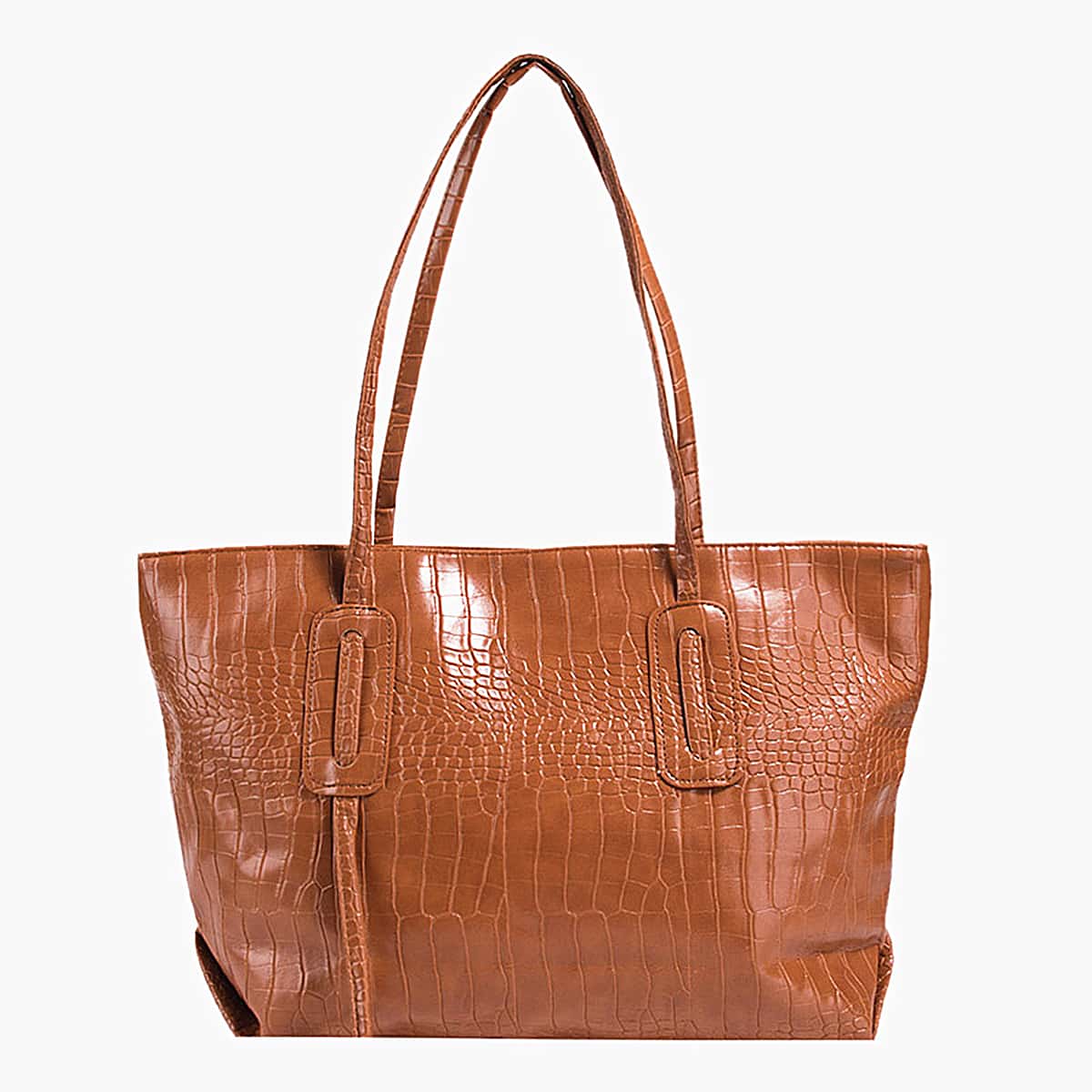 

Croc Embossed Tote Bag, Brown