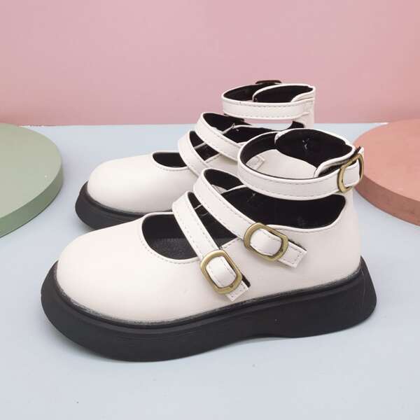 

Toddler Girls Buckle Decor Flats, Beige