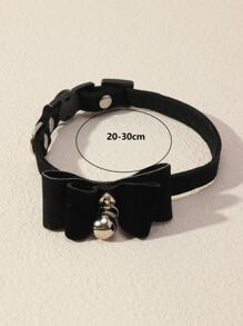 蝴蝶結細節寵物項圈 - 黑色 - 查看 6