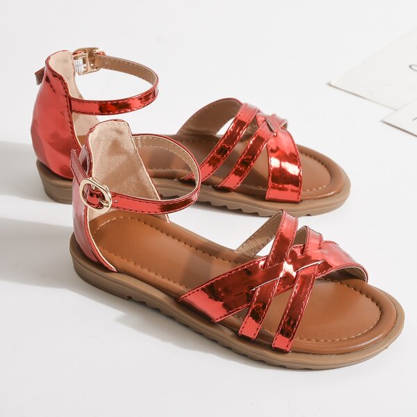 

Toddler Girls Criss Cross Ankle Strap Sandals, Red