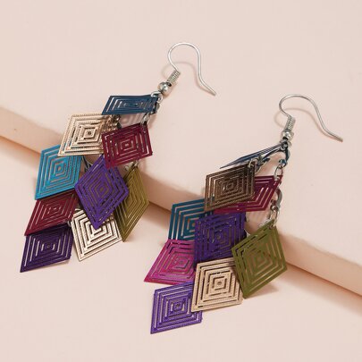Hollow Out Geo Drop Earrings