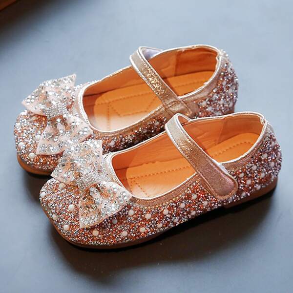

Toddler Girls Metallic Bow Decor Flats, Pink