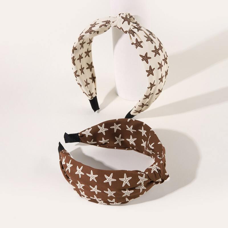 

2pcs Starfish Graphic Headband, Multicolor