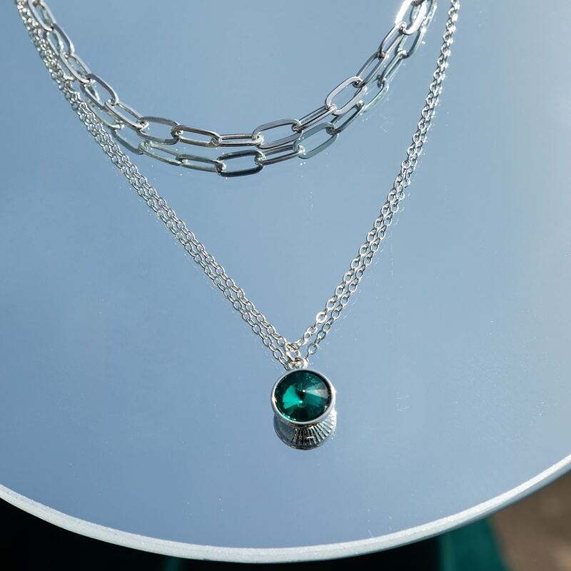 

Rhinestone Layered Necklace, Silver