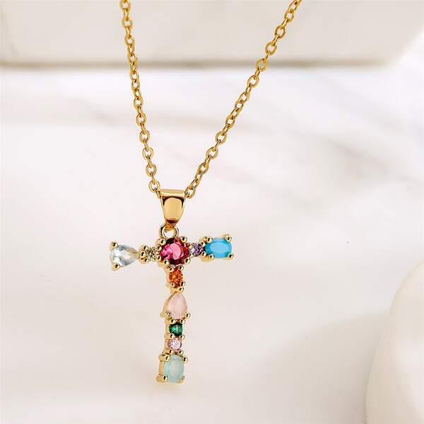 

18K Gold Plated Zircon Letter Charm Necklace