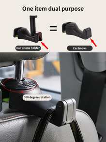 1 pieza Gancho de parte trasera de asiento de coche - Negro - Ver 3