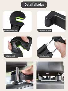 1 pieza Gancho de parte trasera de asiento de coche - Negro - Ver 4