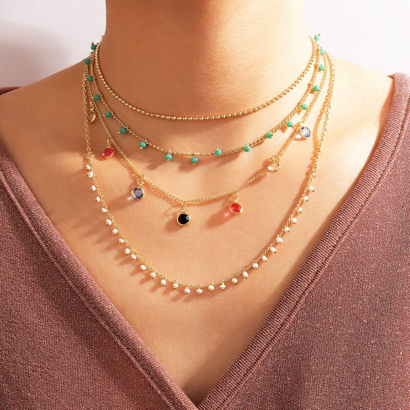 

Bead Layered Necklace, Gold