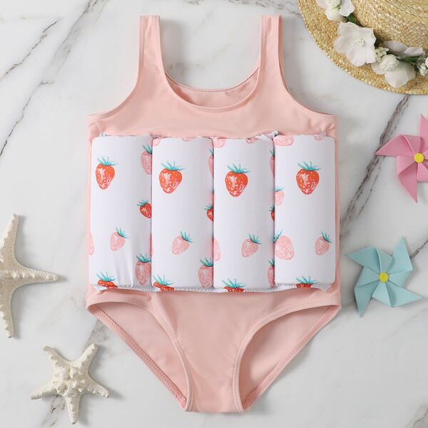 

Toddler Girls Strawberry Print Float One Piece Swimsuit, Multicolor