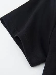 Hombres Camiseta con estampado de letra - Negro - Ver 3