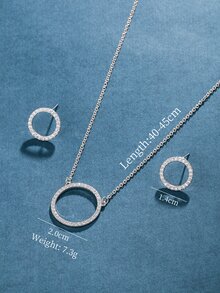 3入組方晶鋯石裝飾首飾套裝銅首飾類 - 銀色 - 查看 3