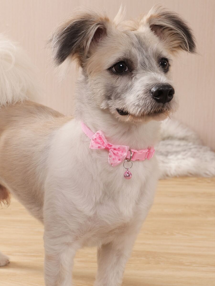 波點圖案寵物項圈帶鈴鐺