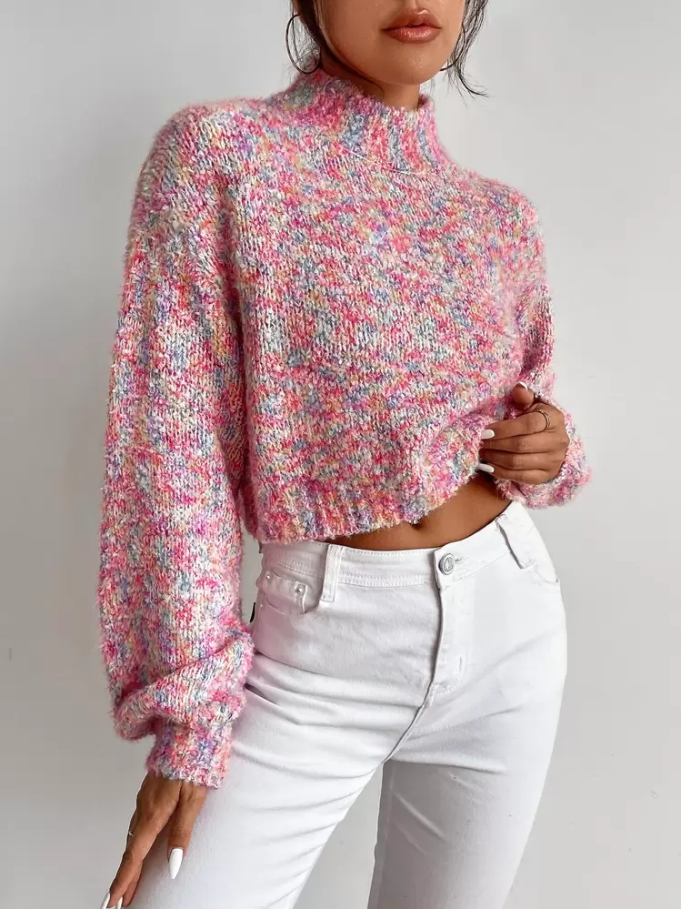 EMERY ROSE Drop Shoulder Space Dye Jumper - Multicolor - View 1