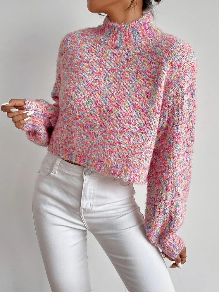 EMERY ROSE Drop Shoulder Space Dye Jumper - Multicolor - View 3