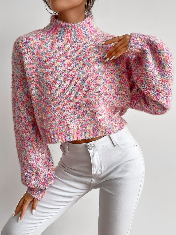 EMERY ROSE Drop Shoulder Space Dye Jumper - Multicolor - View 4
