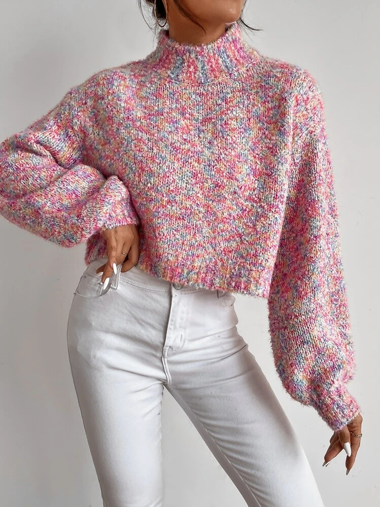 EMERY ROSE Drop Shoulder Space Dye Jumper - Multicolor - View 5
