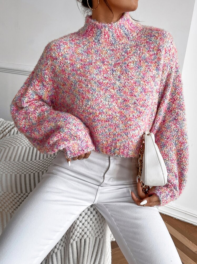 EMERY ROSE Drop Shoulder Space Dye Jumper - Multicolor - View 6