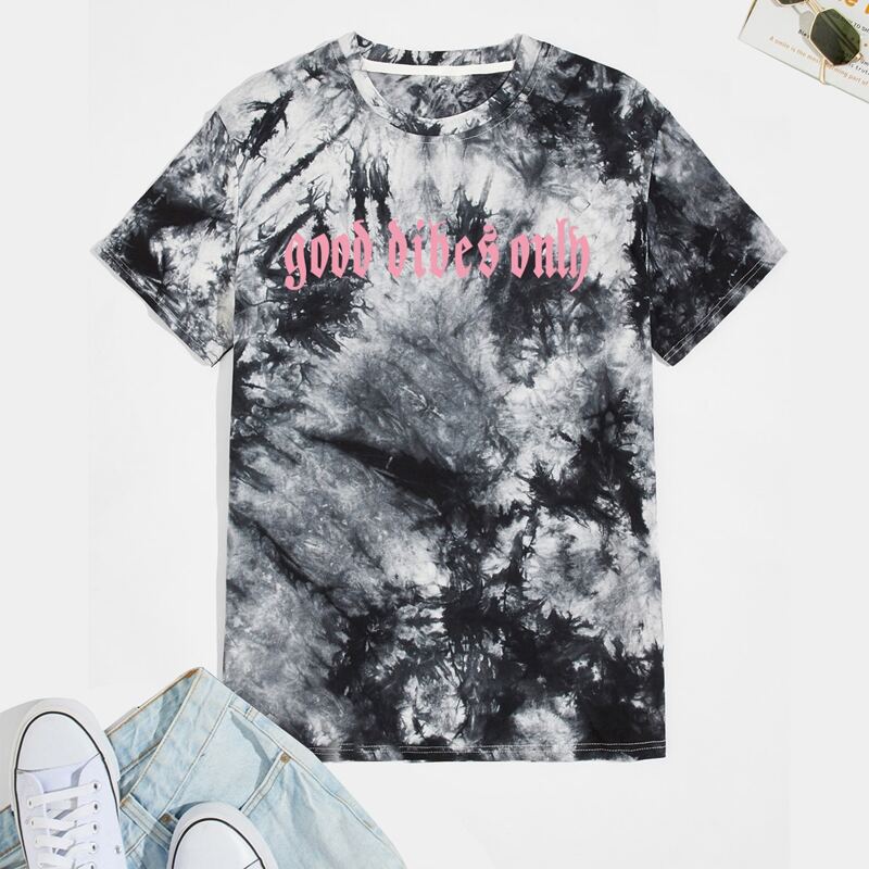 

Guys Letter Tie Dye Tee, Black and white