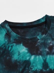 ROMWE MEN 男士骷髅图案扎染 T 恤，学校 - 彩色 - 查看 3