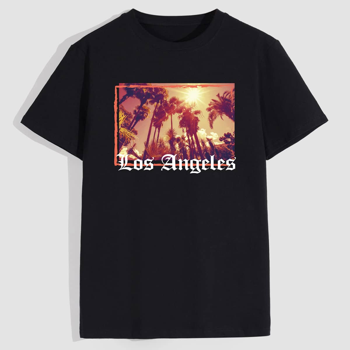 

Guys Letter Tropical Graphic Tee, Black