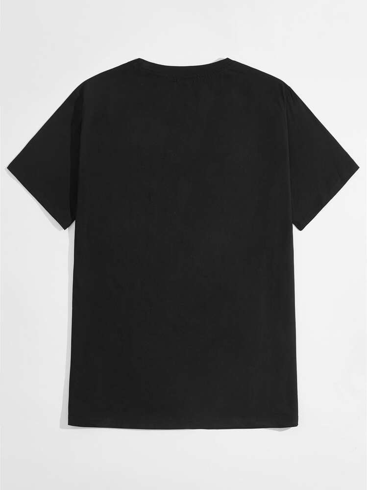 ROMWE MEN Guys Letter Bird Graphic Tee - Black - View 2