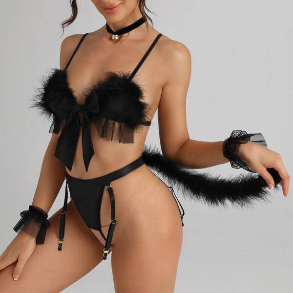 

6pack Bow Front Animal Costume Set, Black