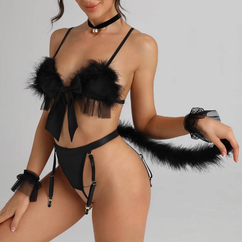 

6pack Bow Front Animal Costume Set, Black