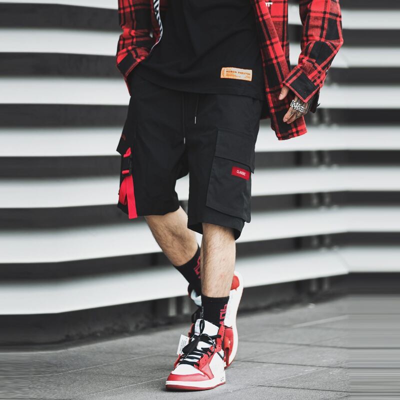 

Guys Letter Tape Cargo Shorts, Black