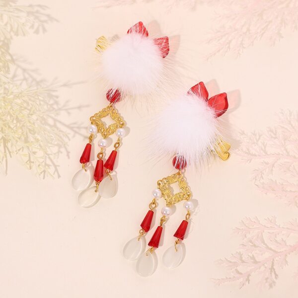 

2pcs Pom Pom Decor Hair Clip, Gold