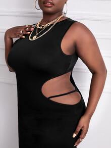Maweii Plus Cut Out Side Fitted Dress - Black - View 4